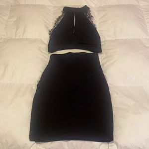 Black Lace Two-Piece Set Dress